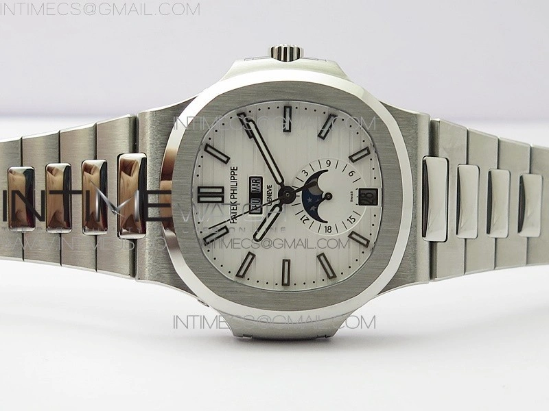 NAUTILUS 5726 SS GRF 1:1 BEST EDITION WHITE DIAL WORKING ANNUAL CALENDARON SS BRACELET A.324 V3